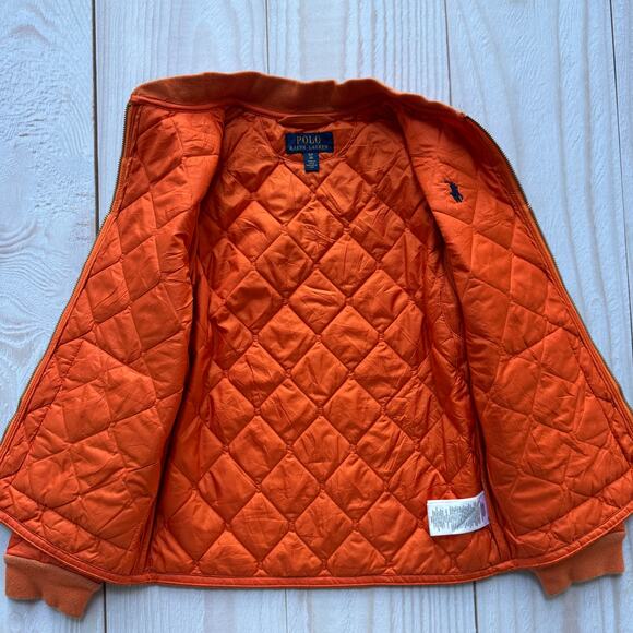 Polo Ralph Lauren Unisex Size S (8) Quilted‎ Bomber Barn Zipper Jacket Orange - Picture 5 of 7